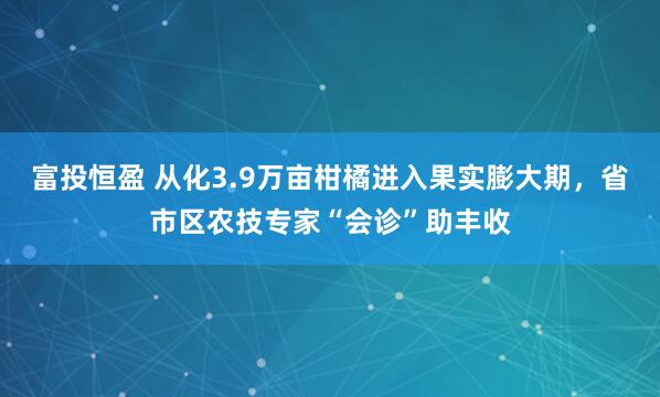 富投恒盈 从化3.9万亩柑橘进入果实膨大期,省市区农技专家“会诊”助丰收